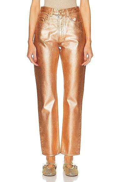 Ulla Johnson Agnes Straight Leg in Metallic Copper Product Image