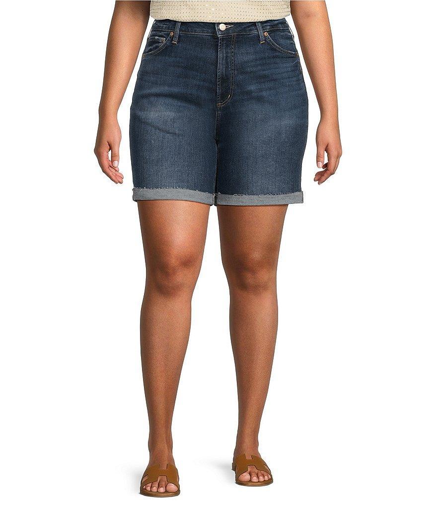 Silver Jeans Co. Plus Size Sure Thing High Rise Rolled Cuff Hem Power Stretch Shorts Product Image