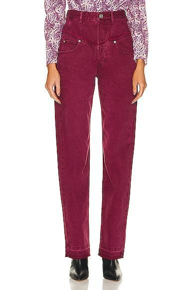 Isabel Marant Noemie Straight Leg in Burgundy - Burgundy. Size 34 (also in 40). Product Image