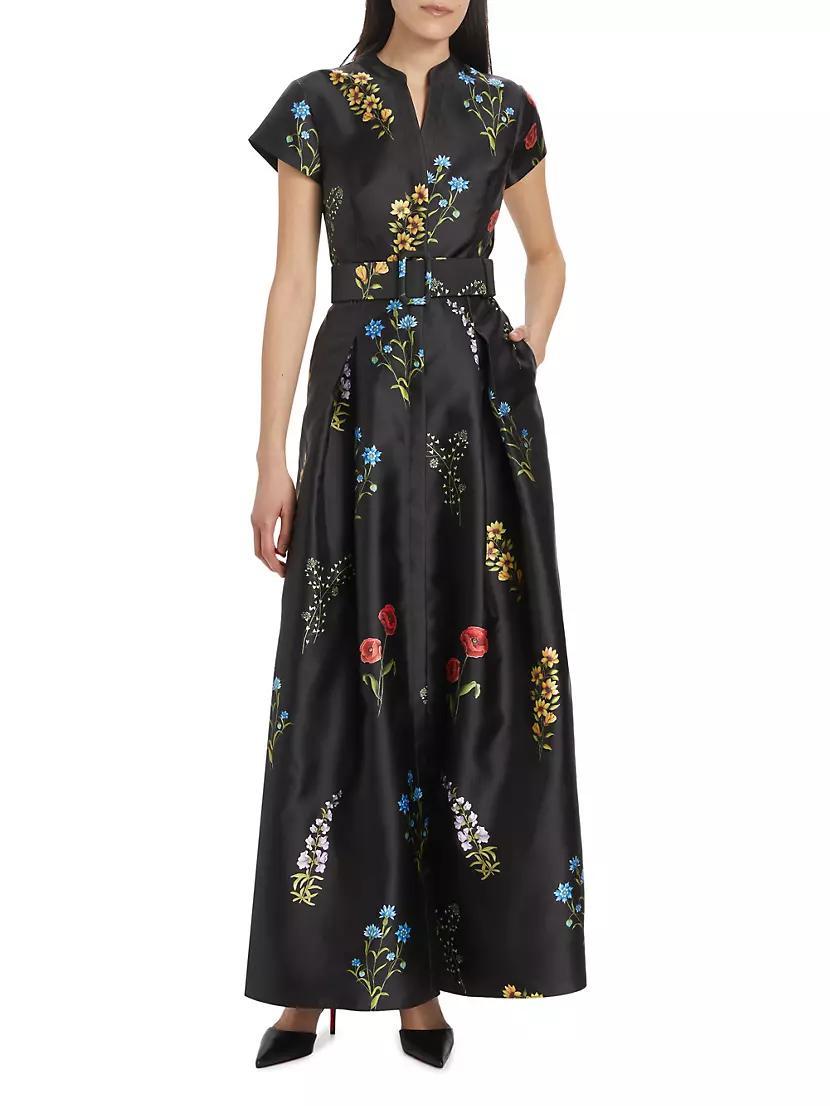 Marta Floral Mikado Fit & Flare Gown Product Image