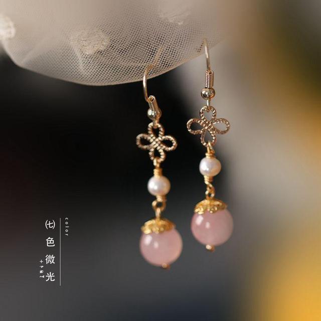 Clover Faux Pearl Faux Gemstone Alloy Dangle Earring Product Image