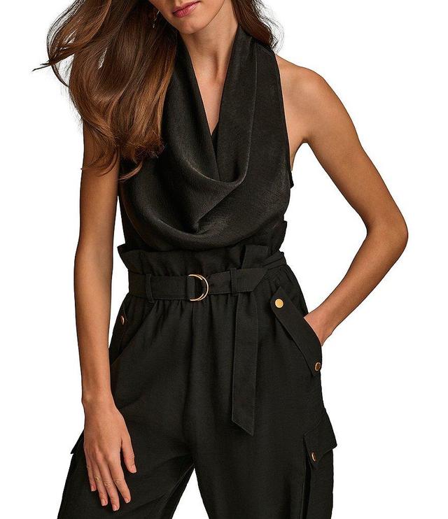 Donna Karan Textured Charmeuse Cowl Neckline Sleeveless Blouse Product Image