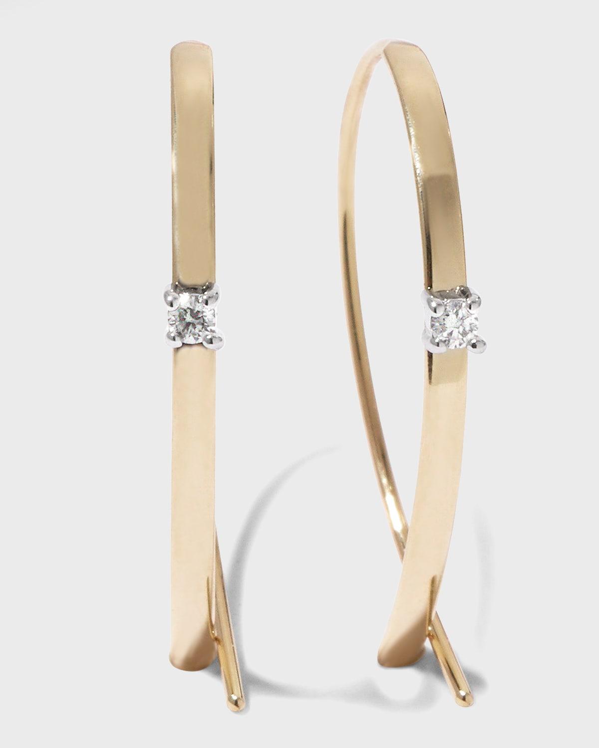 Womens Solo Mini 14K Gold & Diamond Flat Upside Down Hoops Product Image