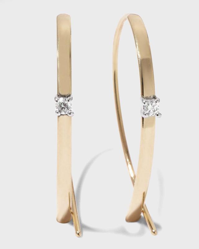 Womens Solo Mini 14K Gold & Diamond Flat Upside Down Hoops Product Image