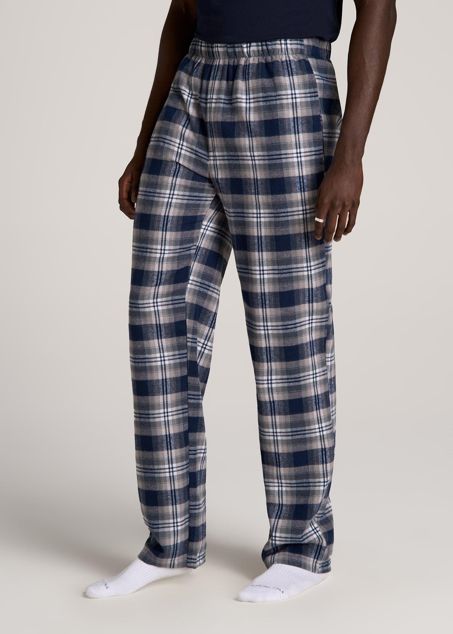 Plaid Pajama Pants for Tall Men in Navy and Grey Plaid Male Product Image