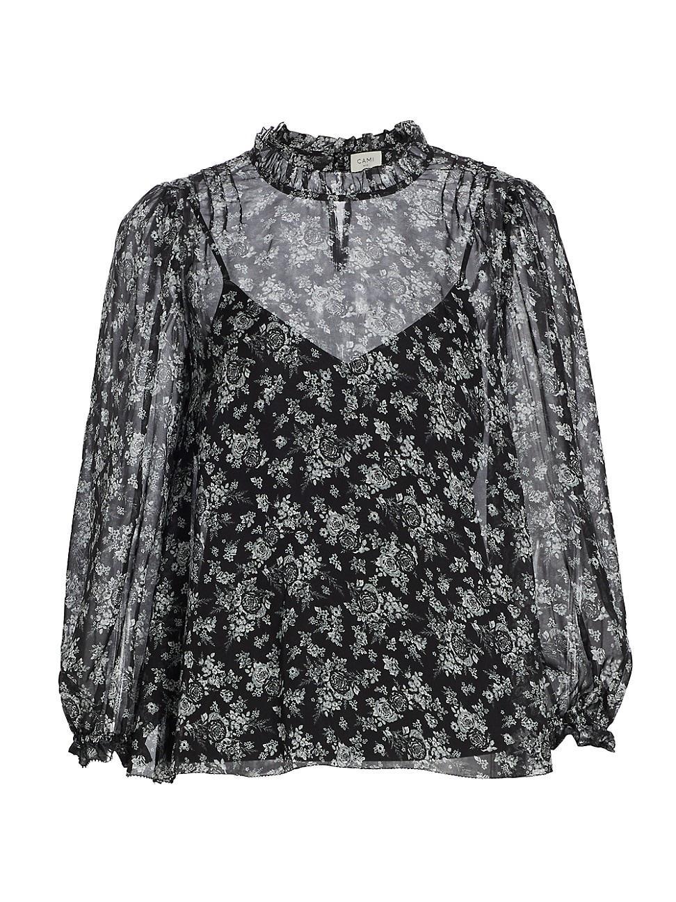 Womens Nelly Floral Silk Chiffon Top product image