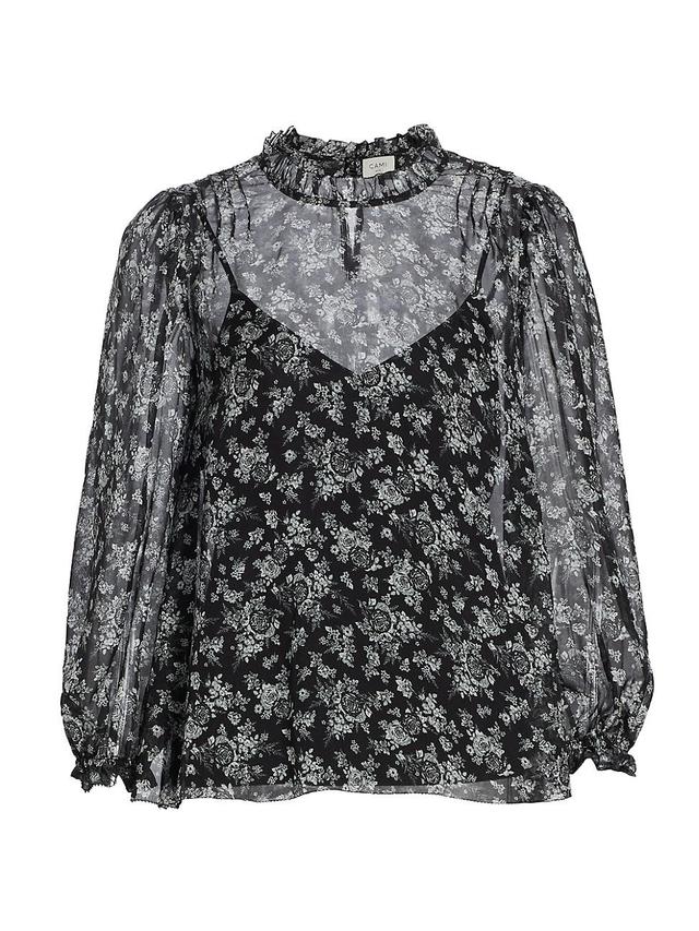 Womens Nelly Floral Silk Chiffon Top Product Image