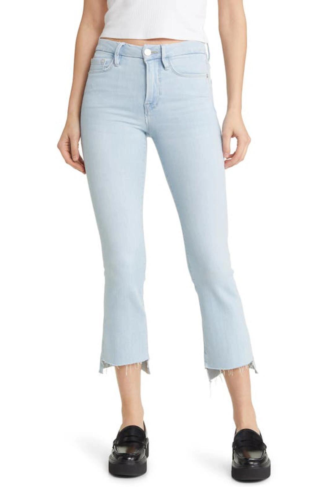 FRAME Le Crop Mini Boot Stagger Raw Hem Crop Bootcut Jeans In Clarity product image