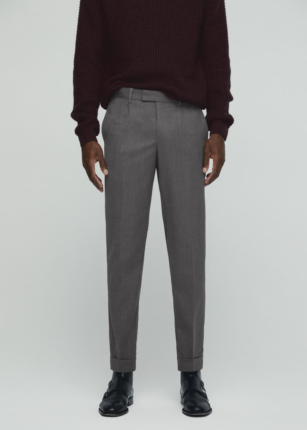 MANGO MAN - Pleat detail wool pants greyMen Product Image