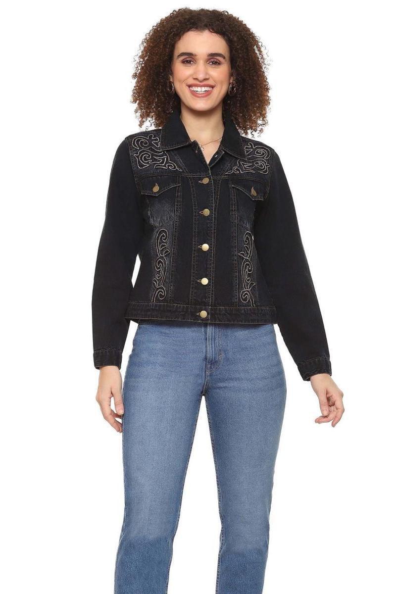 Denim Embroidered Jacket Product Image