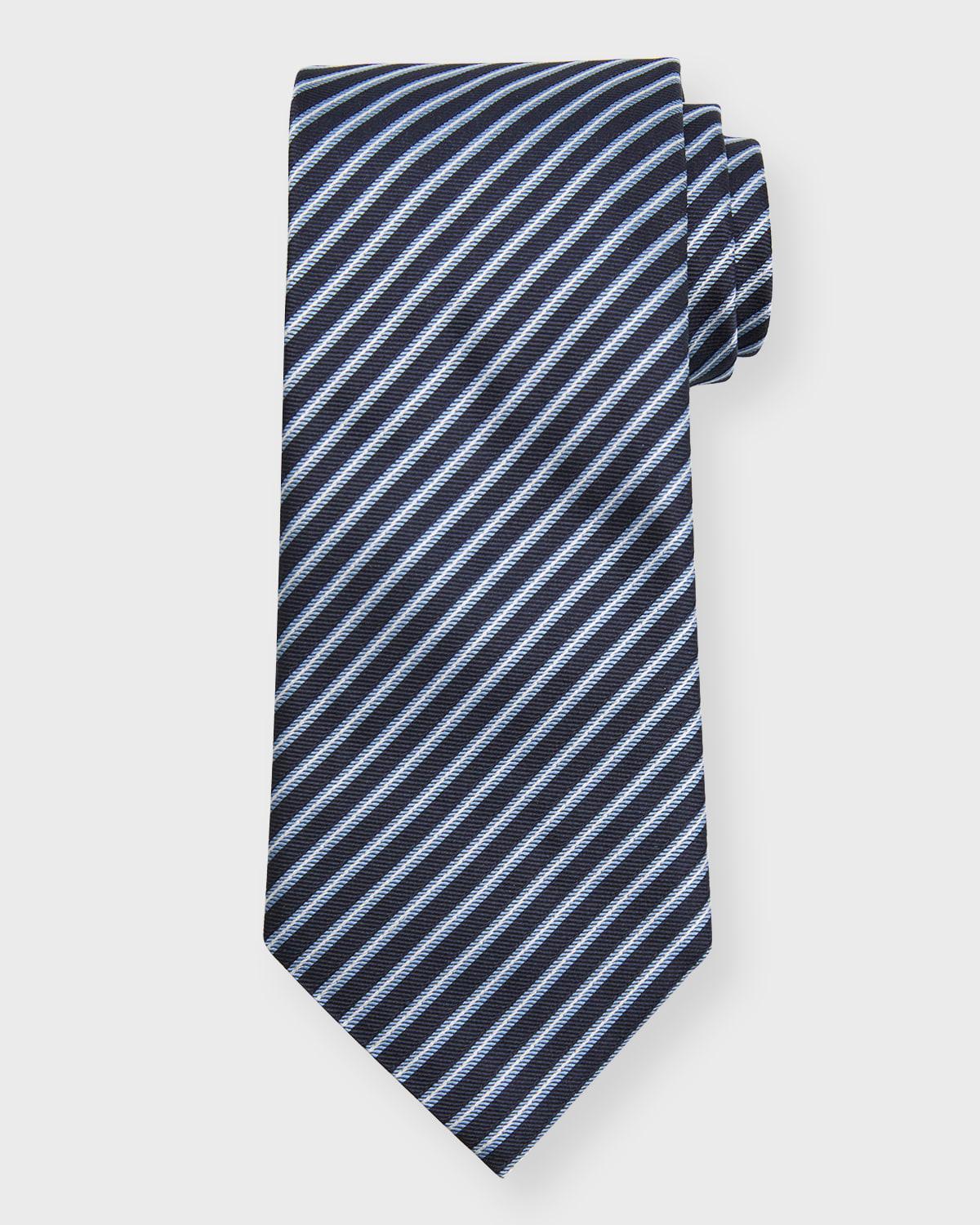 Mens Stripe Macroarmature Silk Tie Product Image