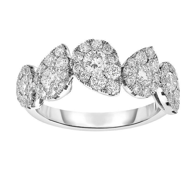 14k White Gold 1 Carat T.W. Diamond Pear Composite Fashion Ring, Womens Product Image