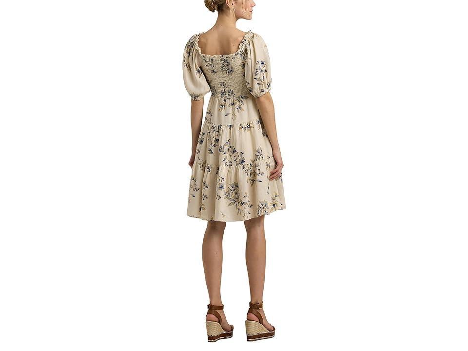 Lauren Ralph Lauren Floral Linen Tie-Neck Dress Multi) Women's Dress Product Image