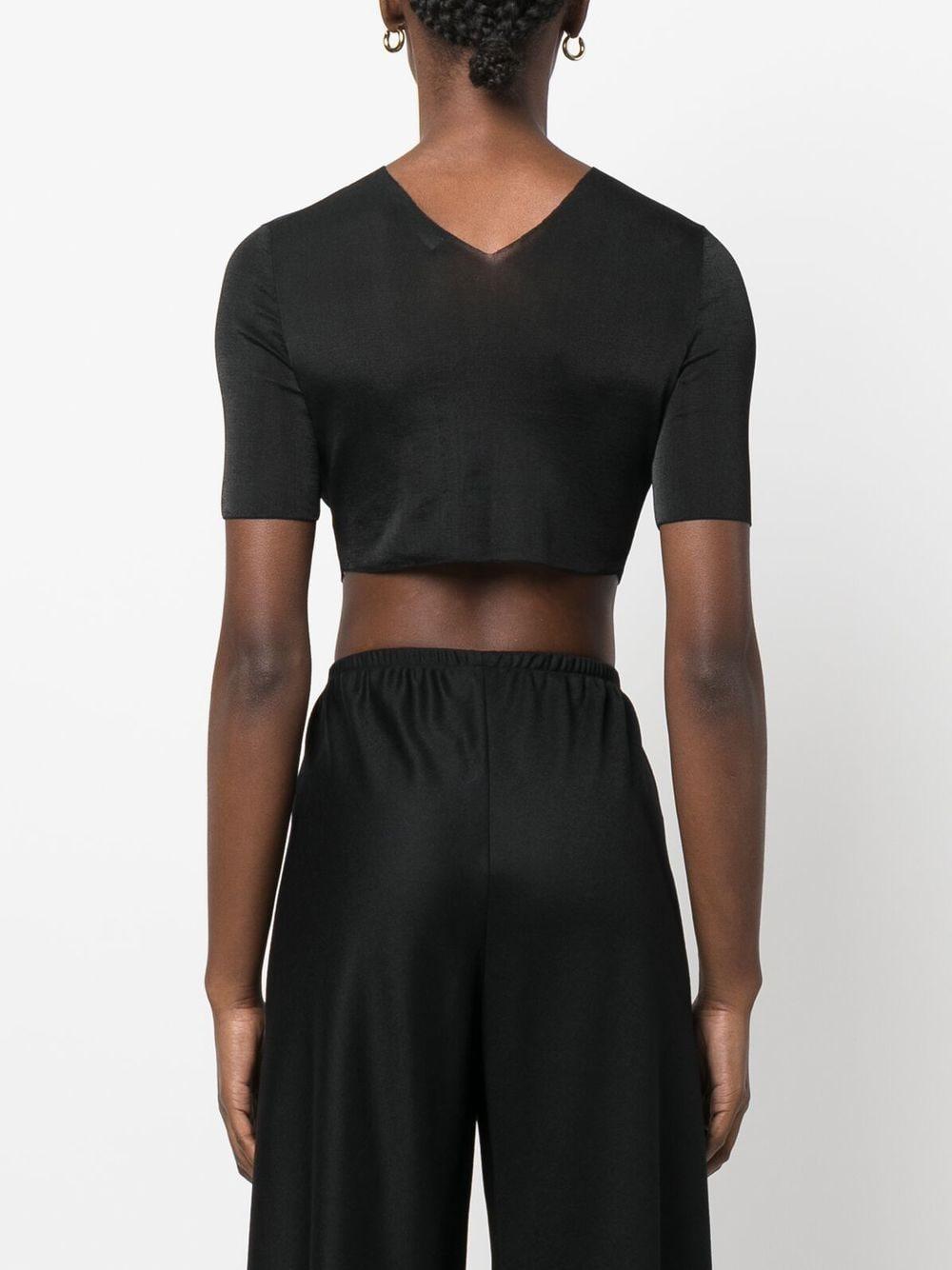 Cropped Short-sleeve Top In Black Product Image