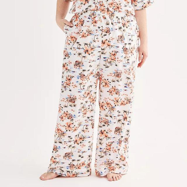 Plus Size Sonoma Goods For Life Flowy High Rise Poplin Pajama Pants, Womens Product Image