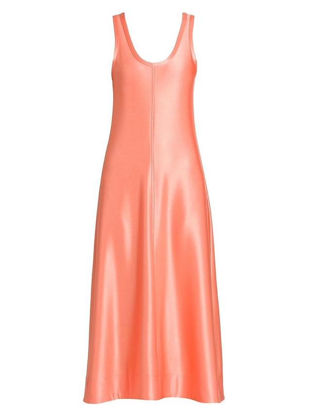 Womens Matte Satin Scoopneck Midi-Dress Product Image