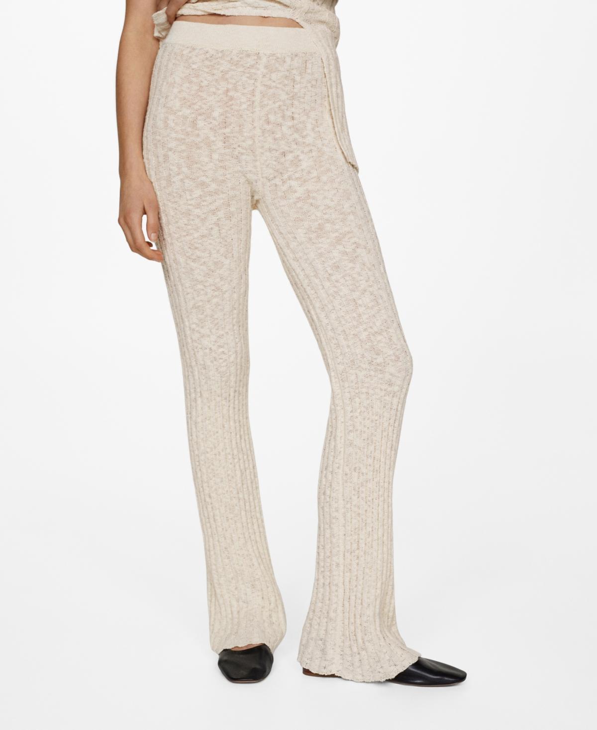 Mango Womens Ribbed Flared Trousers Product Image