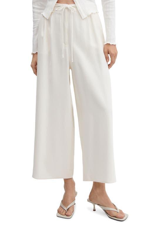 MANGO - Wideleg pants with belt off whiteWomen Product Image