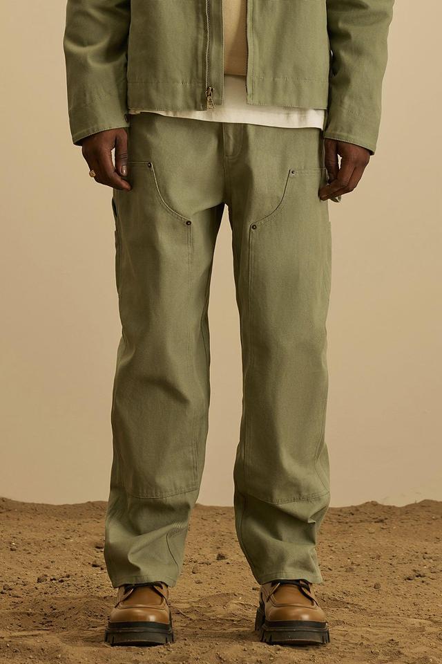 Alexander Double Knee Utility Canvas Pants - Olive Product Image