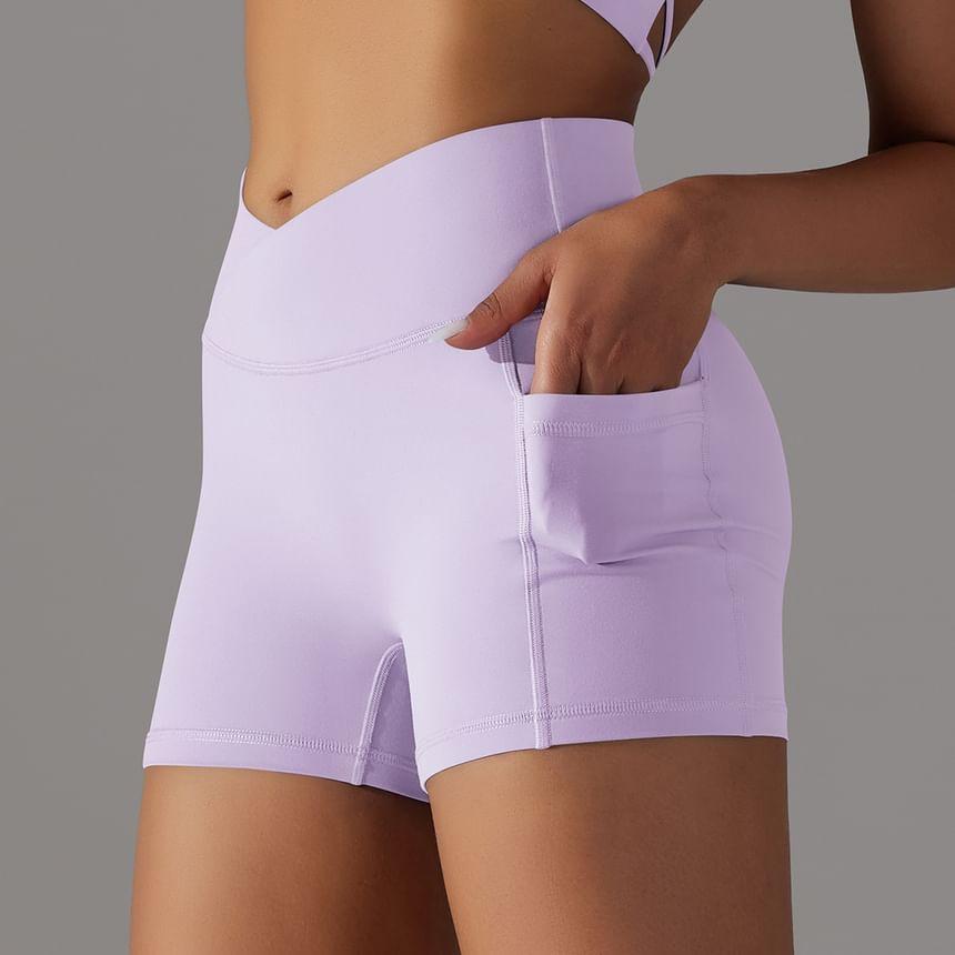 Mid Rise Plain Yoga Shorts Product Image