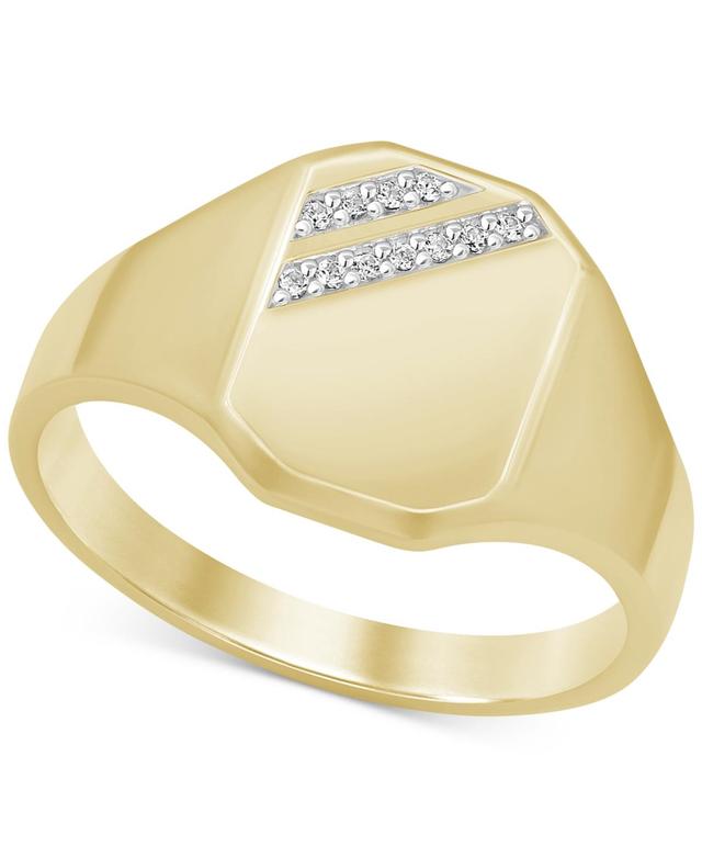 Mens Diamond Polished Signet Ring (1/20 ct. t.w.) in 10k Gold Product Image