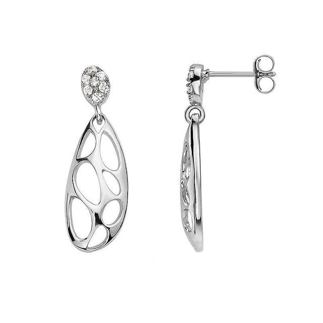 Sterling Silver Cubic Zirconia Oblong Oval Drop Earrings, Womens Product Image