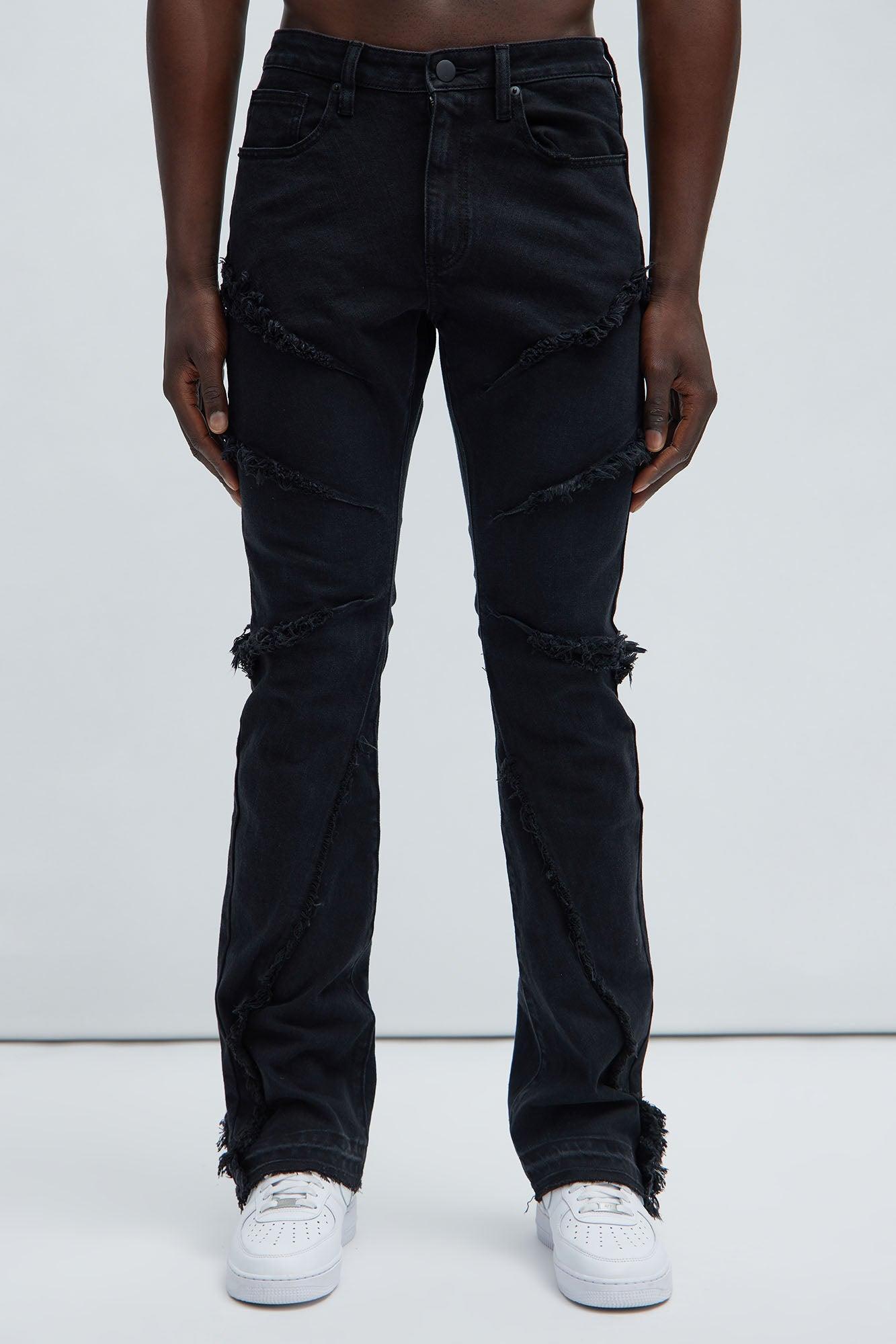 Area Codes Stacked Skinny Flare Jeans - Black Product Image