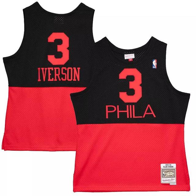 Mens Mitchell & Ness Allen Iverson Black Philadelphia 76ers 2003-2004 Hardwood Classics Reload 2.0 Swingman Jersey Product Image