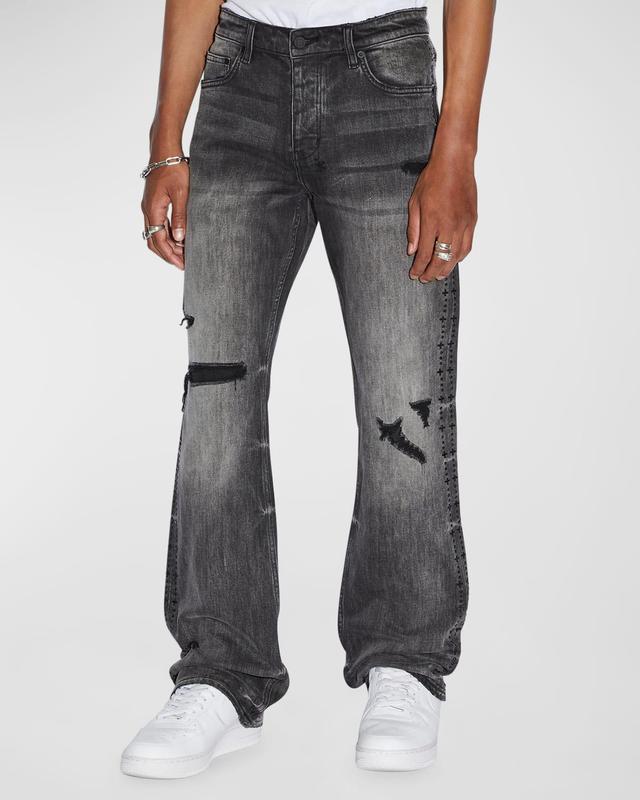 Mens Bronko Black Metal Bootcut Denim Jeans Product Image