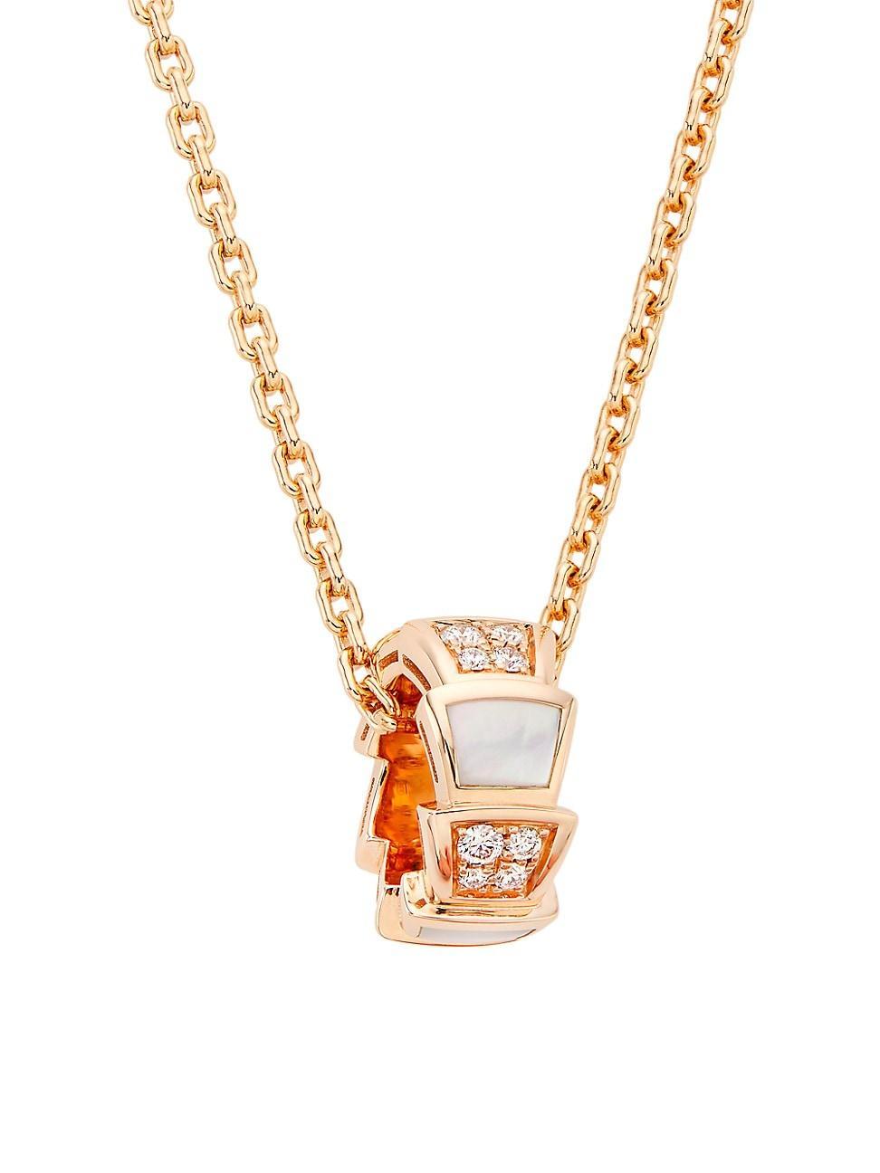 Womens Serpenti Viper 18K Rose Gold, Diamond & Mother-Of-Pearl Pendant Necklace Product Image