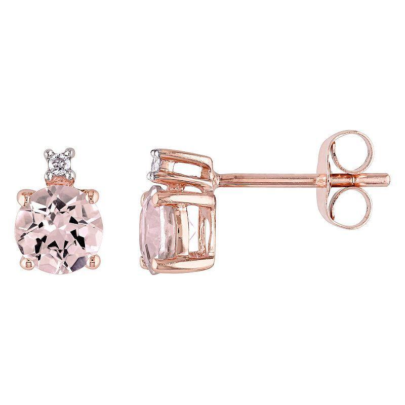 Stella Grace 10k Rose Gold Morganite & Diamond Accent Stud Earrings, Womens, Pink Product Image