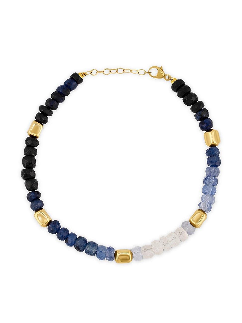 Womens Arizona 14K Yellow Gold & Ombr Blue Sapphire Beaded Bracelet Product Image