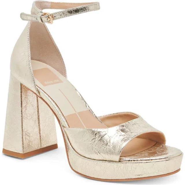 Pandro Ankle Strap Platform Sandal In Brown Satin Product Image