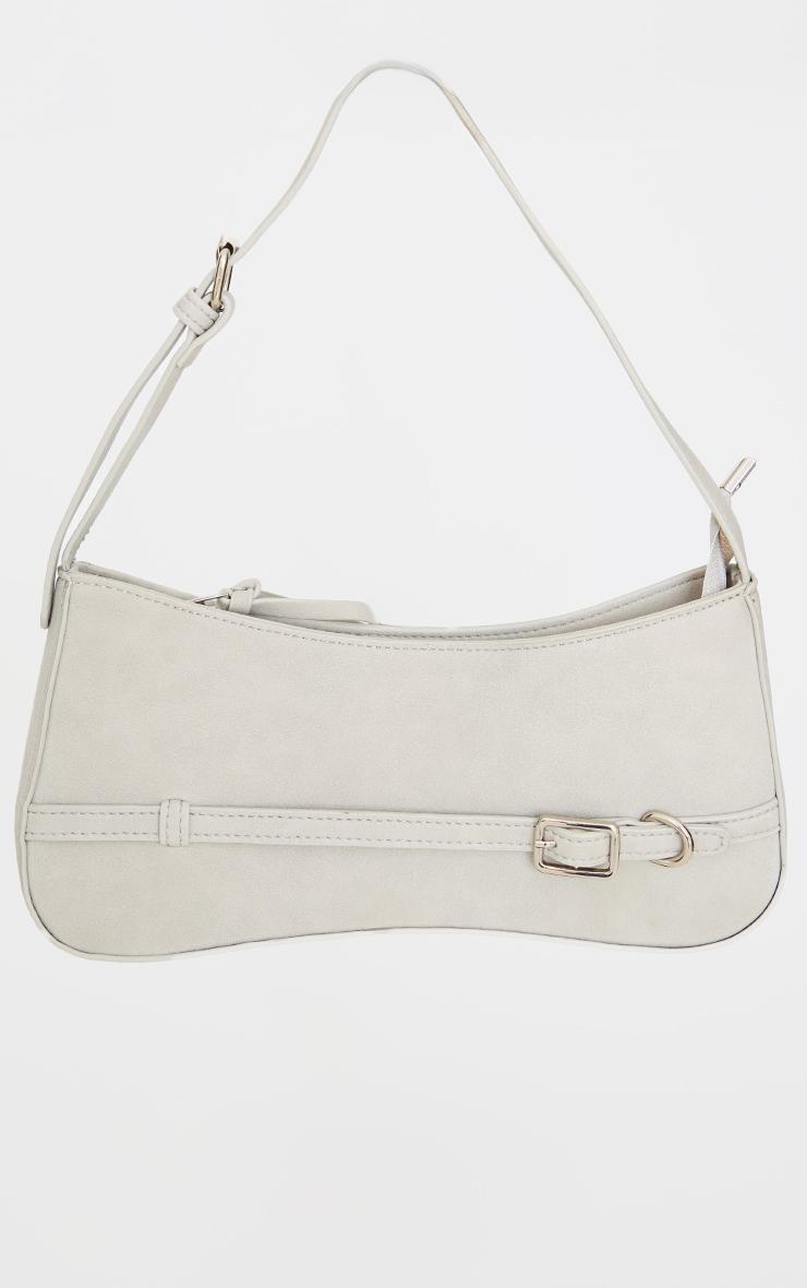 Grey Faux Suede Strap Buckle Shoulder Bag Product Image