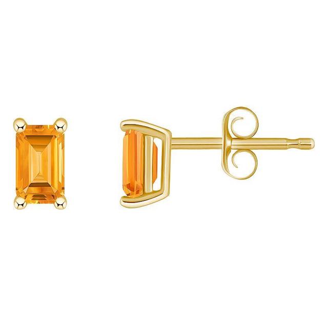 14k Gold Emerald Cut Birthstone Stud Earrings, Womens, Orange Product Image