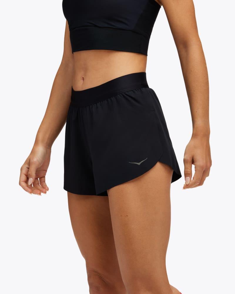 HOKA Womens Race Day Split Short in Black, Size Large Product Image