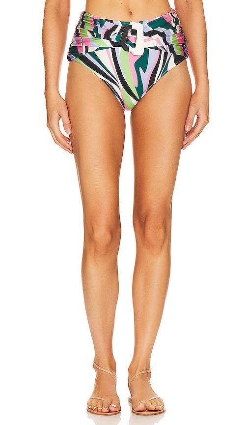 PatBO Delos High Waist Bikini Bottom in Dark Green Product Image