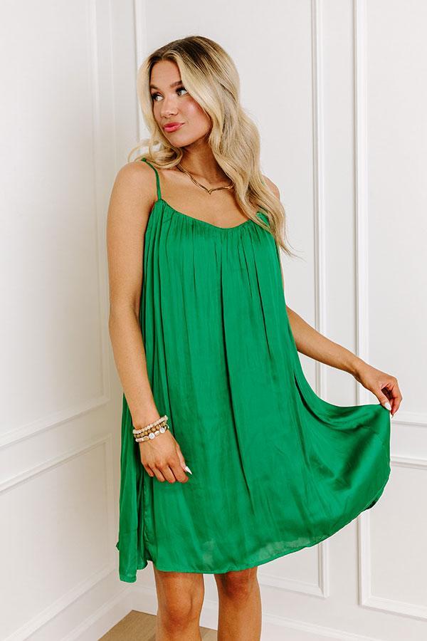 Out On The Town Satin Mini Dress in Green Product Image