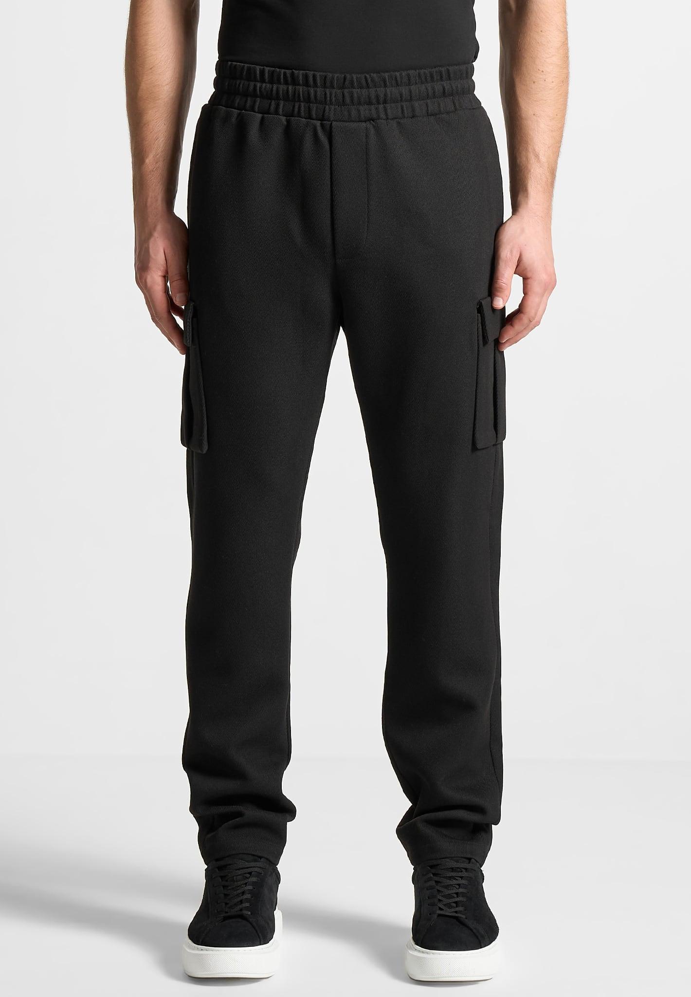 Twill Cargo Regular Fit Pants - Black Male Product Image