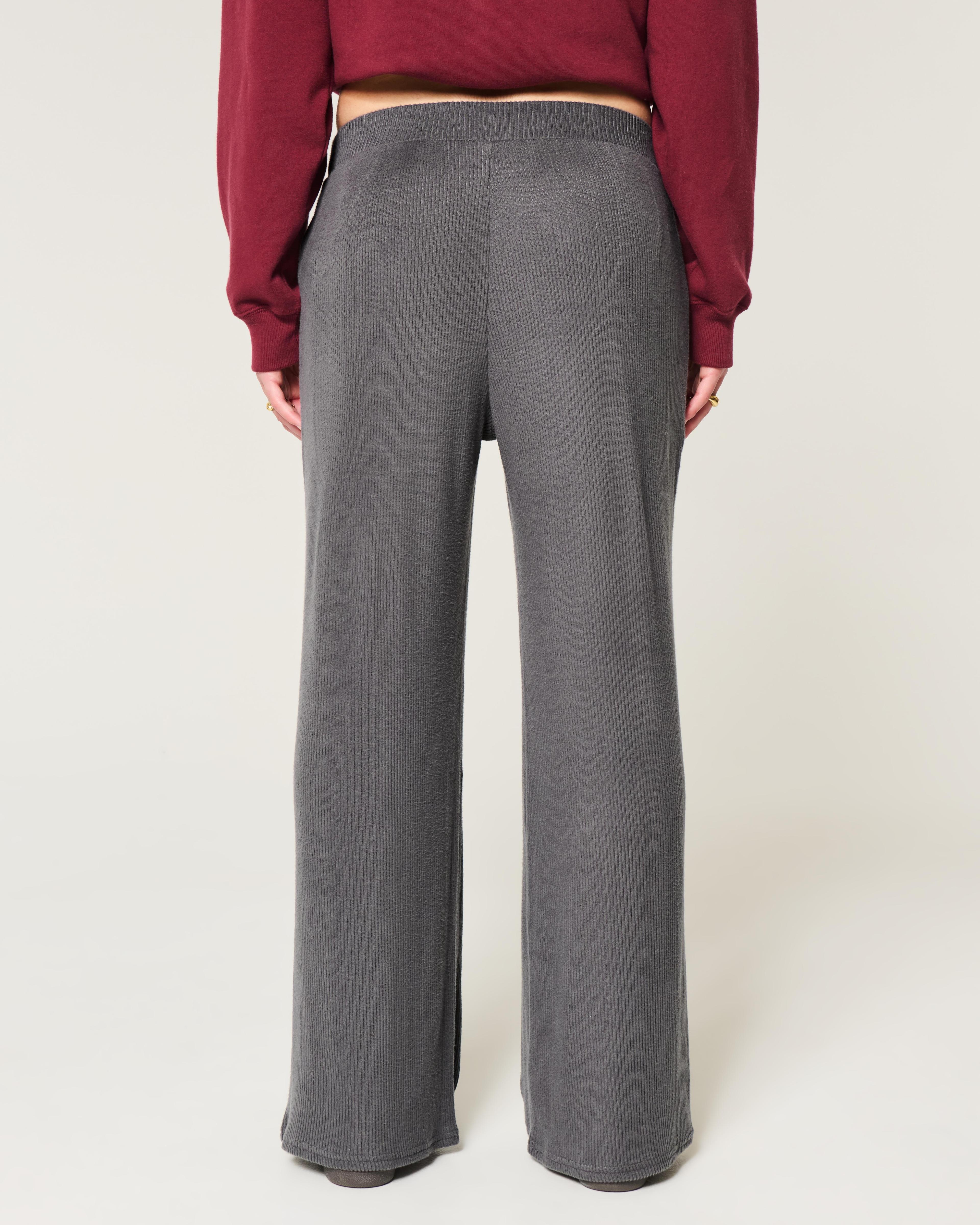 Cozy Ribbed Baggy Pants Product Image