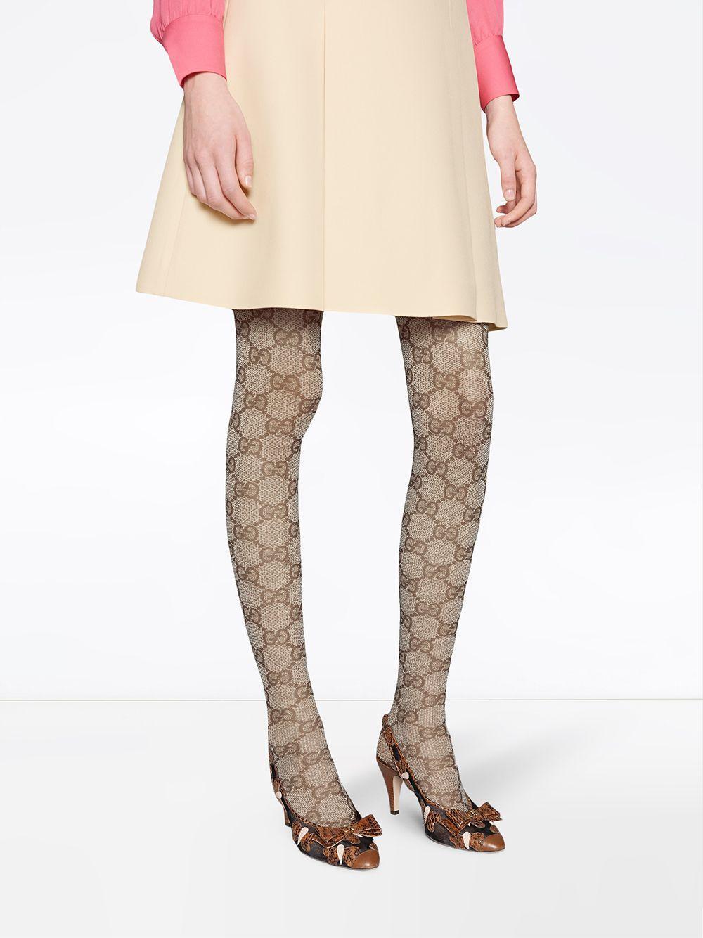 Gg Pattern Tights In Beige product image