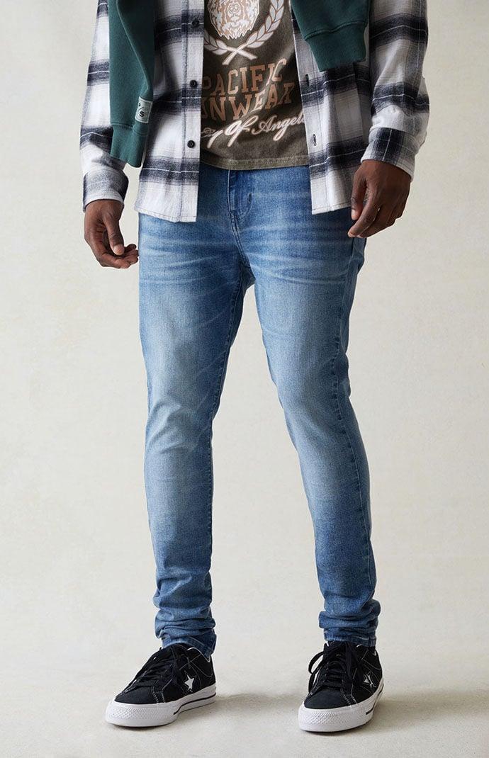 Men's High Stretch Indigo Stacked Skinny Jeans 30W x 32L Product Image