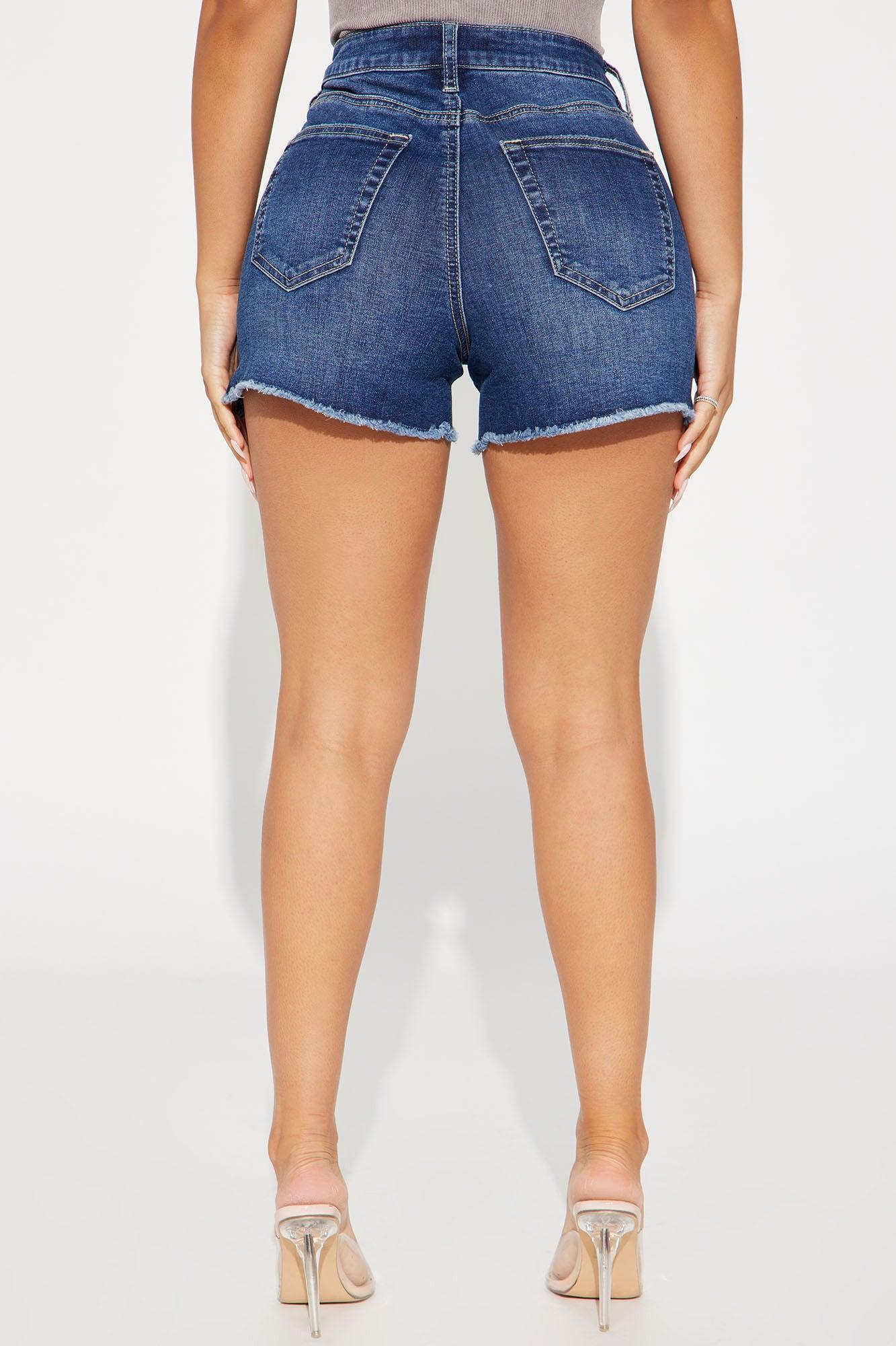 On My Good Side Stretch Denim Shorts - Dark Wash Product Image