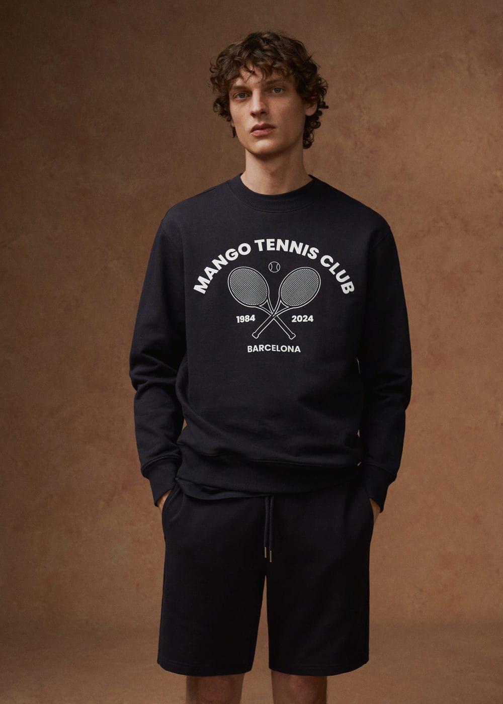 MANGO MAN - Cotton-blend printed sweatshirt dark navyMen Product Image