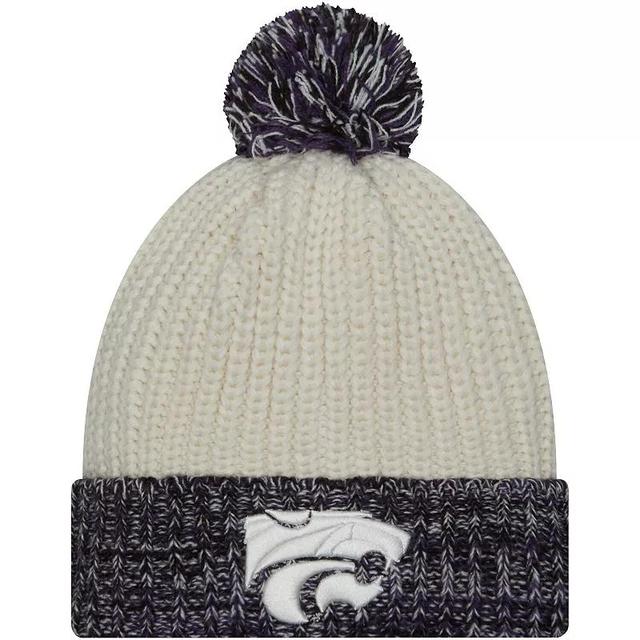 Womens New Era Cream Kansas State Wildcats Fresh Cuffed Knit Hat with Pom Product Image