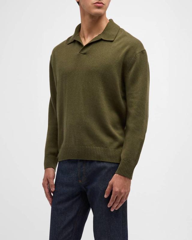 Mens Wool-Silk Polo Sweater Product Image