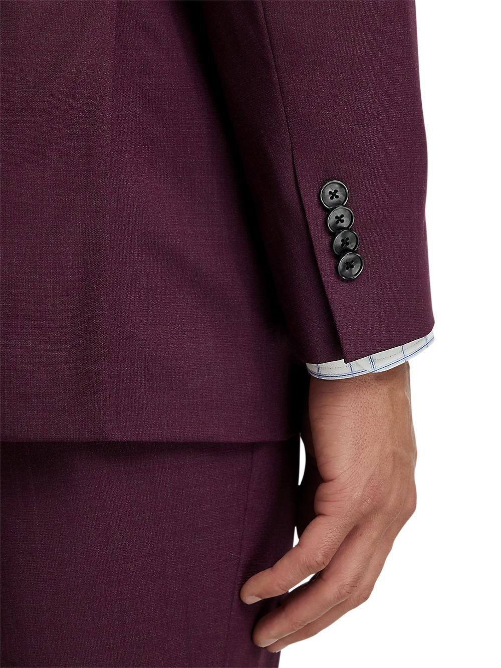 Wool Stretch Bengaline Peak Lapel Suit Jacket - Plum Product Image