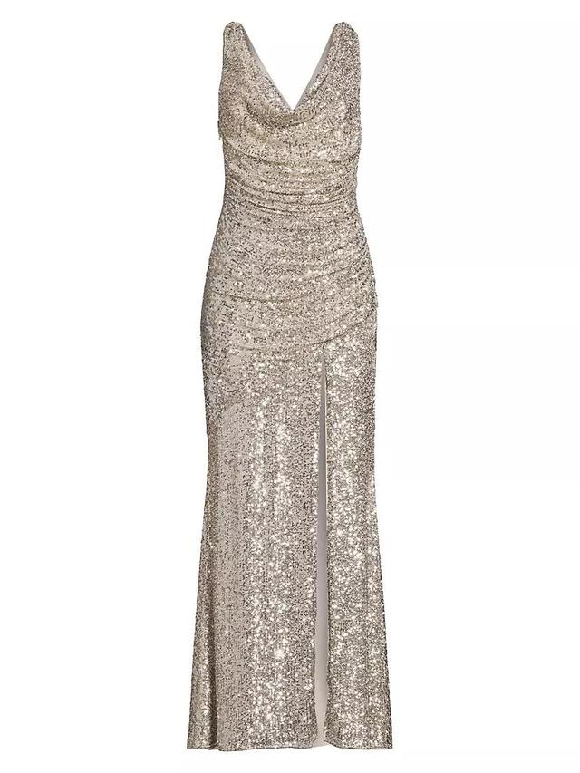 Stretch Draped Sequined Gown Product Image