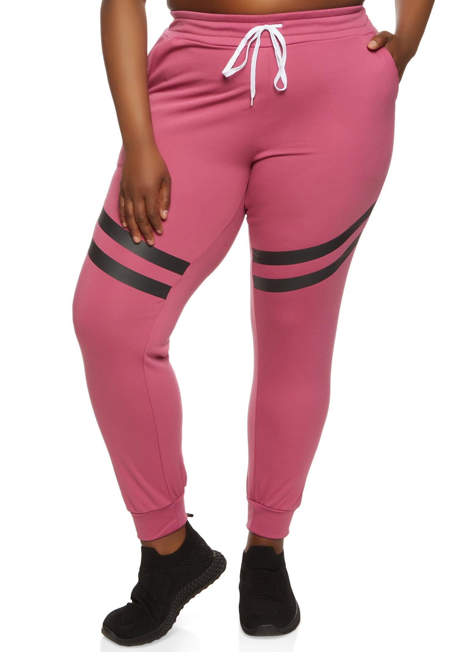 Womens Plus Size Varsity Stripe Detail Drawstring Joggers Product Image