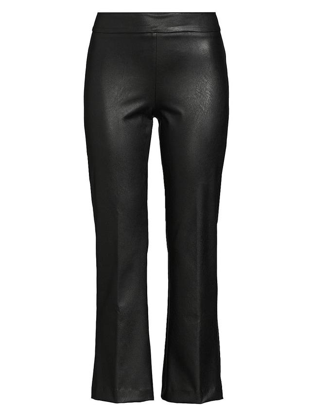 Womens Faux-Leather Ankle-Crop Flared Pants Product Image